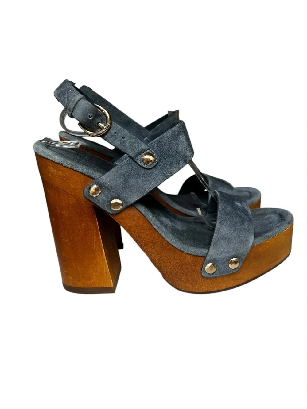 🌻Joie Dea Santorini Blue Suede Platform Heeled Sandals Ankle Strap Size 37.5